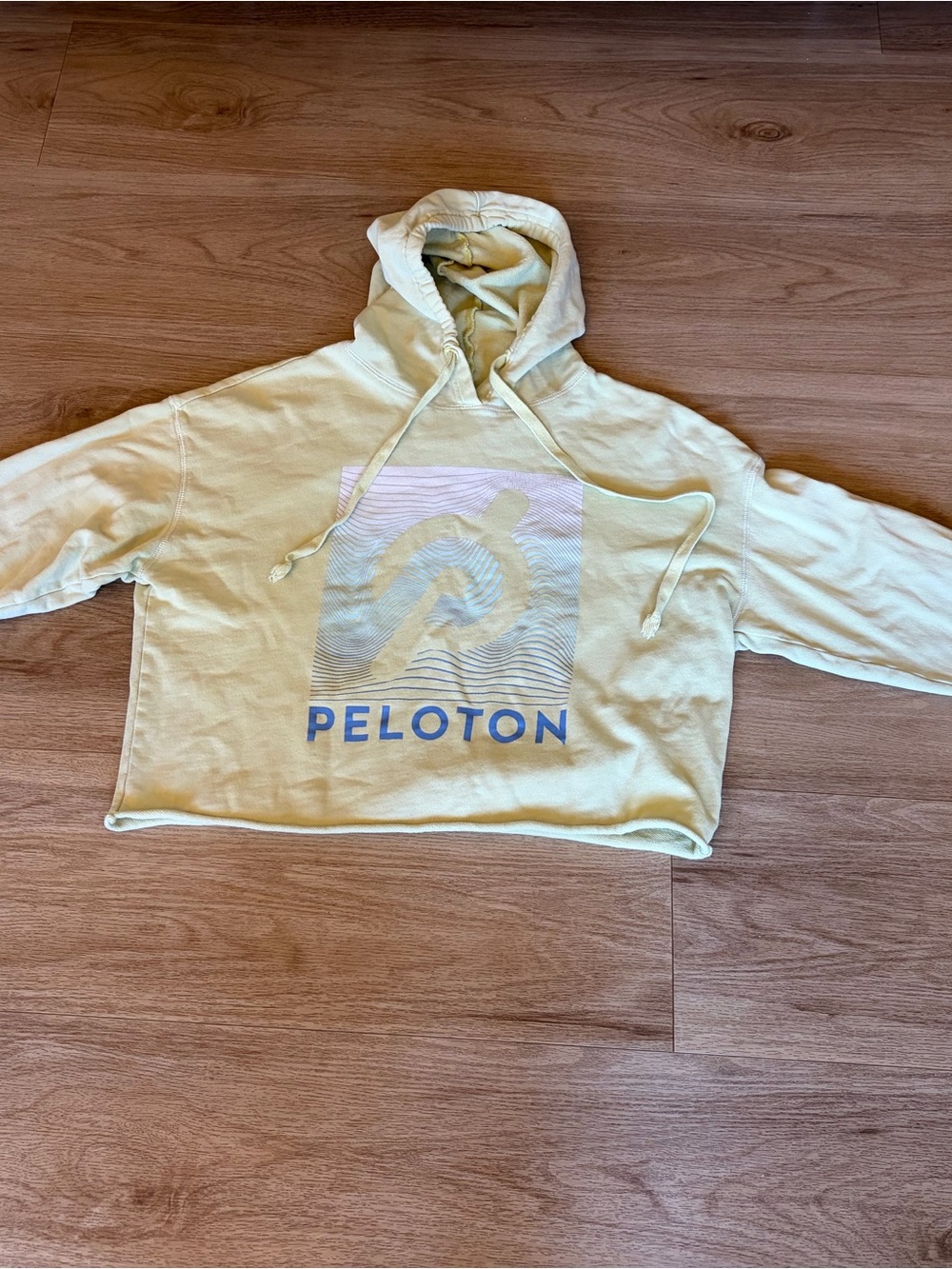 Peloton Pale Yellow Cropped Hoodie Sweatshirt